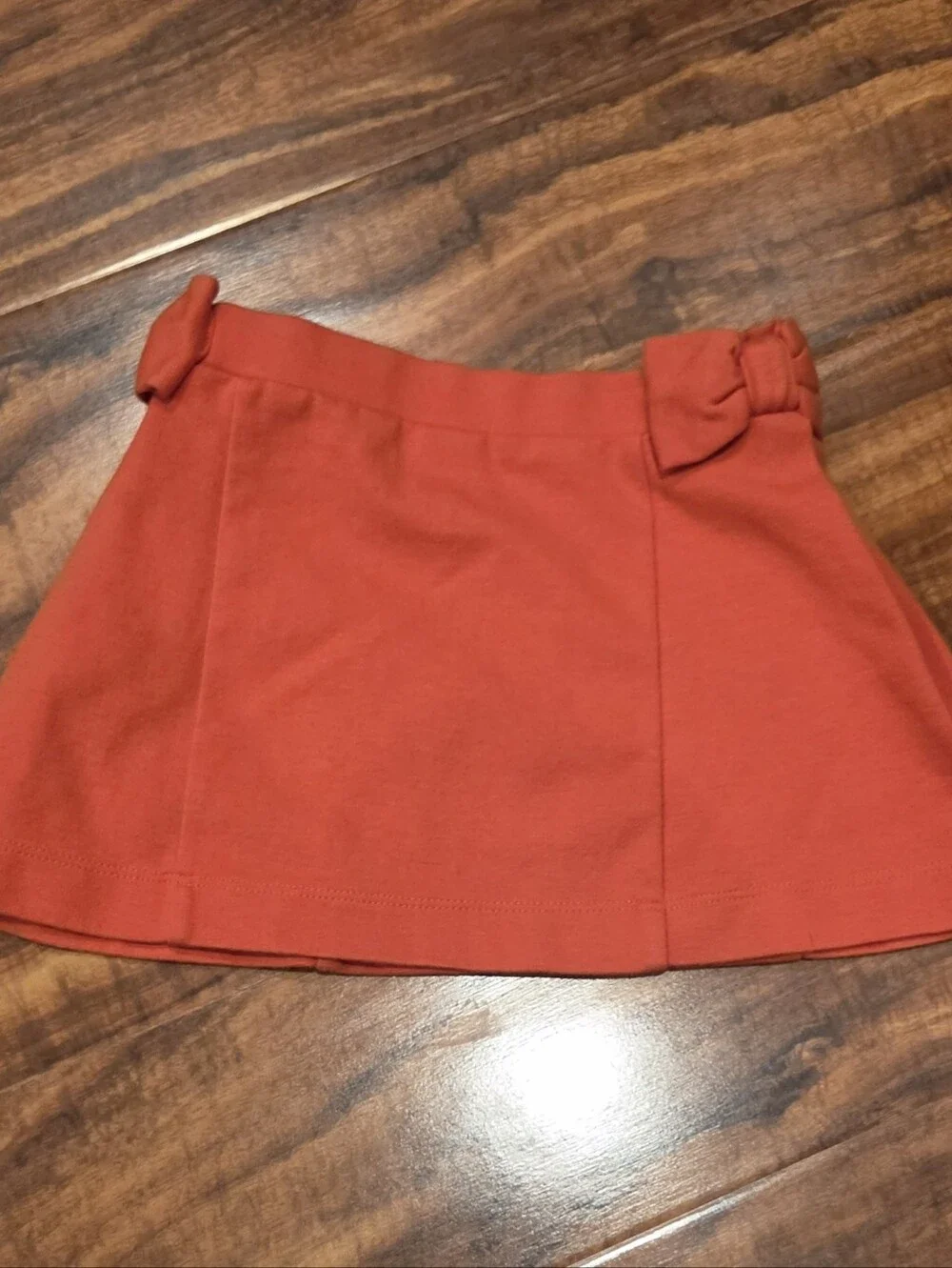 Janie and Jack VGUC 18-24 Months Brown Knit Sweater and Orange Bow Ponte Skirt